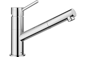 ‎BLANCO BLANCO KANO-S | Küchenarmatur in chrom | Hochdruck | Mit herausziehbarem Schlauch | Rückflussverhinderer | Keramik Kartusche | Gesicherte Wasserqualität & wassersparend | [5,5x24,6x19,1 cm]