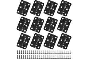 JJWNMLL Scharniere - 2 Zoll Scharniere für Holz Schwarz Türscharniere mit Scharnierschrauben für Home Furniture Hardware Schrank Schrank Tür Schublade Holz Box (Schwarz-12pcs)