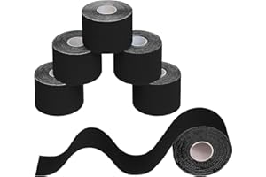 ‎BB SPORT BB Sport 6 rolek taśmy kinezjologicznej 5 m x 5,0 cm kolory do wyboru E-book broszura z informacją jak stosować elastyczne plastry zestaw 6 sztuk set taśma plastry tejpy, Kolor:Czarny
