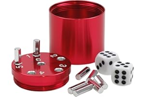 BestSaller 3004 SUPER SIX 'Travel' Aluminum czerwony, 5 x Ø 5 cm, 2 kostki i 36 patyczków do zabawy, pokrywka zamykana (1 sztuka)