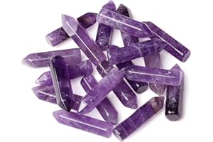 XIANNVXI 20 Pcs Amethyst Crystal Wands Crystal Points Stones Natural Bulk Crystals Gemstones Hexagonal Pointed Reiki Energy Crystal Tower for Meditation Balancing Therapy