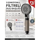 5 Fonksiyonlu Mat Gri Filtreli Duş Başlığı 2&rsquo;li Avantaj Set &ndash; Mat Antrasit Gri Duş Başlığı + 10 Adet Yedek Filtre