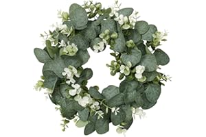‎SOMYTING SOMYTING Künstliche Eukalyptus Kranz 30cm Grün Türkranz Wandkranz Plastik Kranz Easter Deko künstliche Pflanzengirlande Wandbehang Zubehör Sommer-Kränze für Haustür Fenster Heimdekoration