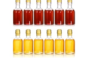 Hacaroa 12 Pack Small Glass Liquor Bottles with T-Top Caps and Heat Shrink Capsules, 100ml Clear Nordic Vodka Bottle, Boston Travel Shots Bottles for Wine, Alcohol, Whiskey, Beverages