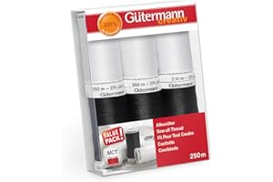 Gütermann creativ Set hilo de coser con 6 bobinas de Coselotodo de 250 m en blanco y negro