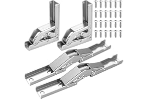 ANBEEISS 4 szt. zawiasów do szafek kuchennych, składana półka pod kątem 90 stopni, ukryte zawiasy do drzwi szafki, wspornik, uchwyt stołowy, zawiasy meblowe do drewnianego pudełka, ze śrubami mocującymi