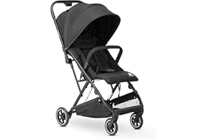 Deryan Easy Reise Buggy - für Kinder ab Geburt bis 22 kg mit Liegefunktion - Ultraleicht 7,5 kg - Einhändig Klein Zusammenklappbar, UPF 50+, Korb bis 3 kg (Schwarz)
