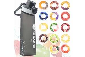 BOPELMALLS Air Water Bottle with 14 Flavour Pods,Air Scented starter up water bottle 0 sugar 0 Calories,BPA Free,Diswasher -safe for Kids and Adult Camping,Travelling,Cycling,Fitness (FROSTED BLACK + 14PODS)
