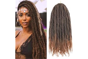 XIIMENALU Marley Twist Braiding Hair Afro Twist Hair Kinky Curly Cuban Twist Hair Senegalese Twist Crochet Hair Marley Twist Hair Synthetic Crochet Braids Marley Hair Extensions (T30#, 18inch/3packs)