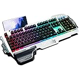 RedThunder K900 halvmekaniskt speltangentbord [version 2023], QWERTZ TYSK layout, RGB-bakgrundsbelyst tangentbord, helt metal