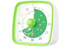 Yunbaoit Wizualny timer z lampką nocną, 60-minutowy minutnik, dla dzieci i dorosłych, cichy timer do klasy, z motywem dinozaura do domu, szkoły, kuchni lub biura (zielony)