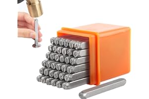 CHRI Schlagzahlen Alphabet Set 37 STK 3mm, Schlagbuchstaben Stempel Buchstaben Alphabet Prägestempel Stahlwerkzeug (A-Z, 0-9, & und ♡)