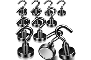 DGDUBRB 10 Stück Schwarz Magnethaken, Magnethaken Extra Stark Für Grill, 10Kg+ Neodym Magnete Extra Stark, Für Zum Aufhängen Klassenzimmer, Kabinen, Und Büro Metallhaken Magnete Mit Haken Klein