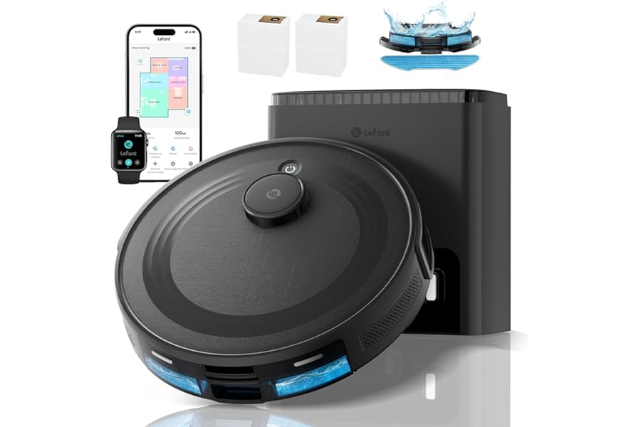 LEFANT M2 Plus Robot Vacuum Cleaner with Mapping, 6000Pa, 2.2L Collection Station, Laser Navigation dToF + PSD Obstacles, Personalized Cleaning, WiFi/App/Alexa
