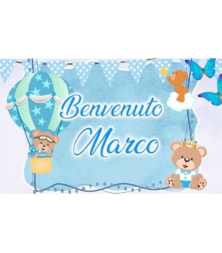 Banner Resistente Con Occhielli Per Montaggio Banner Nascita Personalizzato Per Gemelli Maschietti - PVC 200x150 Cm, Per Esterno, Garanzia 5 Anni Striscione Personalizzato
