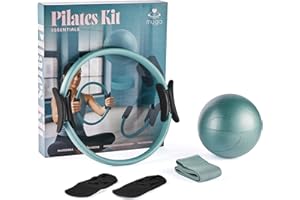 Myga Pilates Ring Set – Pilates Kit with Magic Circle, Anti-Burst Ball, Fabric Resistance Band & Non-Slip Grip Socks – Lightweight & Durable for Strength Training, Toning & Flexibility