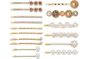 Aribliseza Hårnålar 16 stycken, dekorativt hårsmycke med guld, pärlor och strass, eleganta bobby pins för kvinnor, perfekt fö