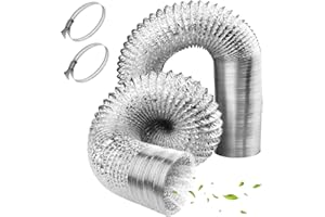ZIGefofo 100mm x 6 m Condotti Tubo di Ventilazione Flessibile in Alluminio con 2 Fascette Stringitubo in Acciaio per Aria Condizionata, Asciugatrice, Cappa Aspirante, Ventilatore di Scarico
