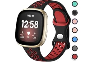 ‎UPEAK Upeak Sportarmband Kompatibel mit Fitbit Versa 3 Armband/Versa 4 Armband/Fitbit Sense Armband/Sense 2 Armband, Atmungsaktiv Silikon Doppelloch Schnappschnalle Ersatzband für Damen Herren
