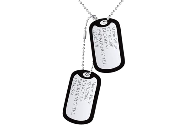 Custom4U Collier Plaque Militaire Personnalisable Homme, Chaîne Militaire Personnalisé, Collier Dog Tag Acier Inoxydable, Bijoux Cadeau pour Lui(Boîte Cadeau)