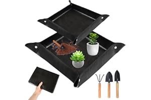 EILYGK 2Pcs Pflanzmatte (100cm x 100cm und 50cm x 50cm), Lecksicher Faltbarer Umtopfmatte Für Umtopfen von Pflanzen