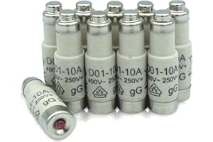 GRENDA-HAMMER® 10er Pack Neozed Sicherungen Schmelzeinsätze D01 10 bis 16A und D02 20 bis 63A (D01-10A (Rot))