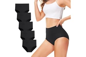 TUUHAW Mutande Donna Pacco da 5 Culotte Vita Alta Slip Cotone Mutantina Elastiche Pantaloncini Post Parto