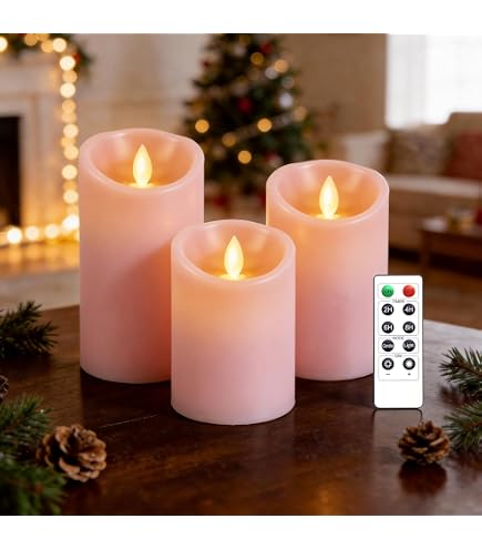 Hailmkont Flammenlose Tannenzapfenkerzen – 3er Set LED-Kerzen Aus Paraffinwachs Mit Flackerndem 3D-Docht, Batteriebetrieben – Für Weihnachtsdeko, Tisch & Kamin