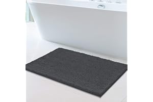 MAYSHINE Chenille Bath Mat, Non Slip Bathroom Mat for Bathroom, Absorbent & Machine Washable Toilet Mat, Soft Plush Bathroom Rug, Bathroom Accessory (Charcoal Grey, 60x100cm)
