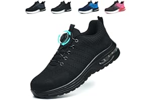 NACKINg Sicherheitsschuhe Herren Arbeitsschuhe Damen Leicht Atmungsaktiv Stahlkappenschuhe rutschfeste Arbeitsturnschuhe mit Drehknopf