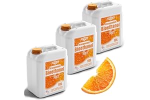ZIVELA Bioethanol 96,6% 30L | Bio Alkohol Orangeduft 96,6% 3x10L | Bioethanol für Kamin, Tischkamin, Bioethanol Kamin | Bioethanol Orangeduft | Saubere Verbrennung, ohne Rauch, lebendige und stabile Flamme