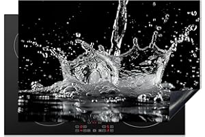 KitchenYeah© Protection Pour Plaque Induction 78x52 cm Plaque de Deco Cuisine Protégé Cache De Cuisson Vitroceramique Eau - Éclaboussure - Noir