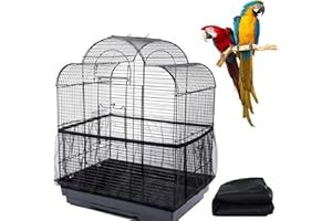 DILUSILK 1 Pcs Bird Cage Net Cover, XL Black Polyester Mesh, Breathable, Anti-Mess, Adjustable, Fits 170-200cm Circumference, Indoor/Outdoor Protection