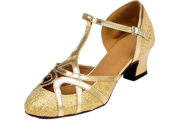MGM-Joymod Chaussures de Danse Latine Modernes à Bout fermé et Bride en T - pour Les Mariages, Les soirées, Les bals - pour Femme
