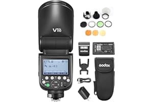 GODOX V1proC Speedlight Flash a testa tonda on-camera Flash automatico E-TTL II Zoom Fresnel wireless 2.4G con AK-R1 Pocket Flash Light Accessori Kit compatibile fotocamera Canon EOS