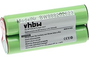 vhbw Batería Recargable reemplaza Braun Tipo 5417 para afeitadora, cortadora de Pelo (950 mAh, 2,4 V, NiMH)