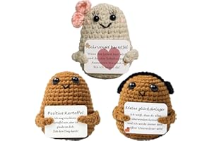 Accokids 3PCS Positive Kartoffel Deutsch,Pocket Hug Positive Potato aus Wolle, Aufmunterung Geschenke mit positiver Energie Karten für Familie, Freunde, Kollegen, Männer, Frauen