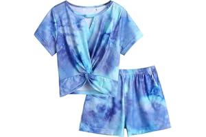 Arshiner Ragazze Set di Abbigliamento Casual Maglietta con pantaloncini Moda Sportiva Estiva Completi e Coordinati per Bambine e Ragazze