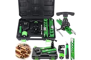 MOCOLI Bördelwerkzeuge, 5 in 1 Kit Bördelgerät Bördelgerät Bremsleitung für 1/4"-3/4" und 6-19 mm Kupferrohr Bördelgerät 45° Exzentrischer mit Rohrschneider für 5–32 mm Wasserrohre Gasrohre Kühlungrohre