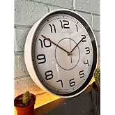 VOLANTE&reg; Modern Duvar Saatleri ATTRACTIVE Serisi 30 cm &Oslash; Ger&ccedil;ek Cam Ev/Ofis/Mutfak/Sınıf/Okul Sessiz &amp; Akar (BEYAZ-BRONZ)