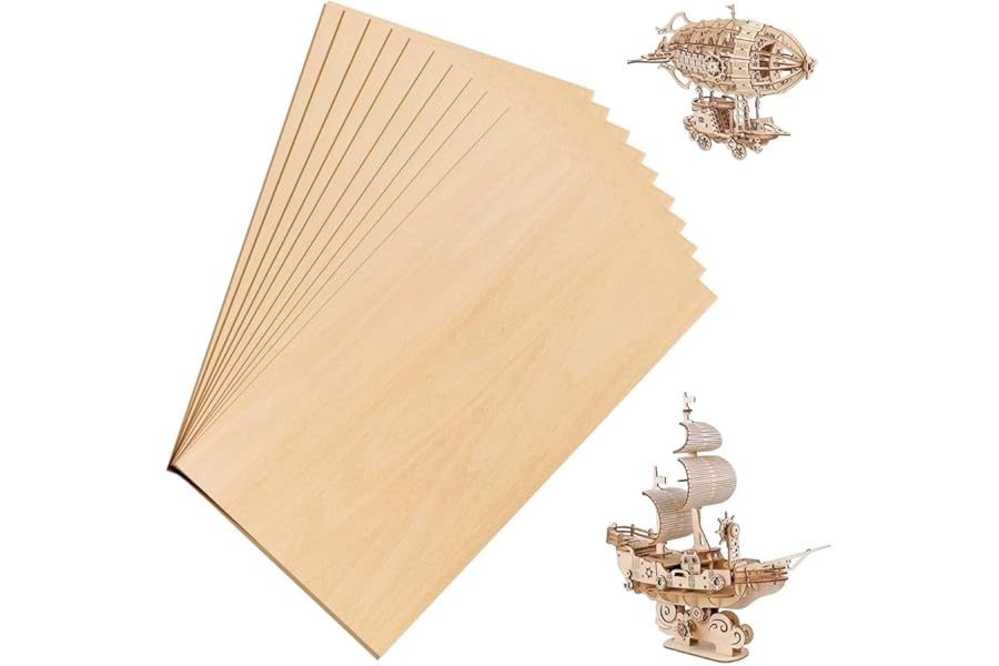 Balsa Wood, 10 Pcs 200x100x2mm Balsa Wood Sheets, Plywood Sheets Suitable for DIY Crafts, Painting, Carving, Woodworking, Home Decoration and Artistic Creation