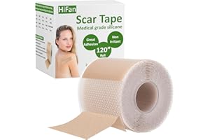 HiFan Medizinische Qualität Silikon Narbenpflaster, Große Haftung Hautfreundliches Silikonpflaster für Chirurgische/Unfall/Keloide/Akne narben, Wiederverwendbare Silicone Scar Tape (4, 300cm)
