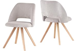 ‎B&D HOME B&D home Esszimmerstuhl Mary 2er Set | Cord Schminktischstuhl Küchenstuhl Polsterstuhl für Küche, Wohnzimmer, Esszimmer, Büro | modern Landhaus Design | Grau, 11133-GRAU-2