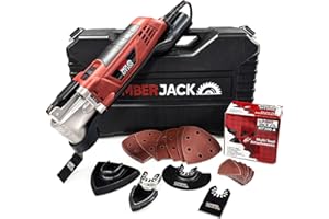 LUMBER JACK MT300 Multi-Tool, Powerful Trimming, Cutting, Scraping, Sanding & Tile Work Tool for Skirting Boards, Laminates, Pipes, Ceramic Tiles, Paint Removal & More, Includes 29 Accessories