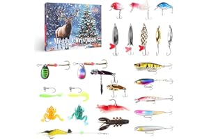 KAEMPE Calendario Avvento 2025 Pesca per Uomo, Natale Calendario Dell'Avvento 2025, Set Di 24 Esche Da Pesca, Calendario Di Natale 2025 per Adulti, Regalo Di Pesca per Bambini Ragazzi Ragazzi Adolescenti