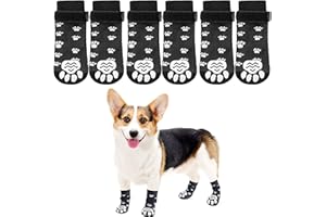 FGen 2 Paar Indoor Anti-Rutsch Socken für Hunde, Antirutschsocken Hund Mit Klettverschluss, Hundeschuhe Pfotenschutz Sommer Haustierpfoten Schutz Traktion Kontrolle Socken auf Hartholzboden (S)