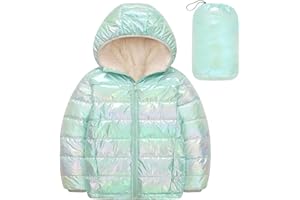 Kids4ever Abrigos para niñas Chaqueta de invierno para niñas Abrigo acolchado Chaqueta acolchada con capucha Traje de nieve cálido y brillante para niños Ropa de abrigo a prueba de viento 4-12 años