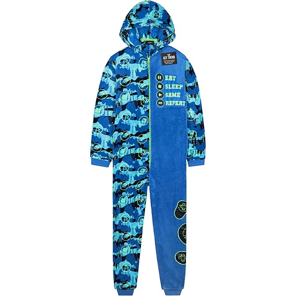 Minecraft Creeper Pyjama Set Jungen - Langarm Langbein, Grün-Grau Fleece, Offiziell Lizenziert