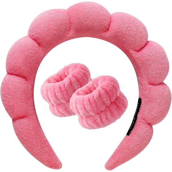 3x WSYUB Spa-Stirnbänder – Flauschige Make-up-Bänder Zum Gesicht Waschen, In Pink, Orange & Violett