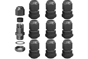 hb-digital 10х Presse-étoupe M12 pour câble de 3 à 6,5 mm de diamètre IP68 - Étanche à la poussière et à l'eau - Avec joint en caoutchouc - Contre-écrou - Lamelles de serrage - Isolation - Entrée de